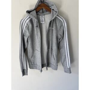 Adidas Womens Sweat Jacket Track Jacket Size XS Gray Streetwear Y2K 80s 90s